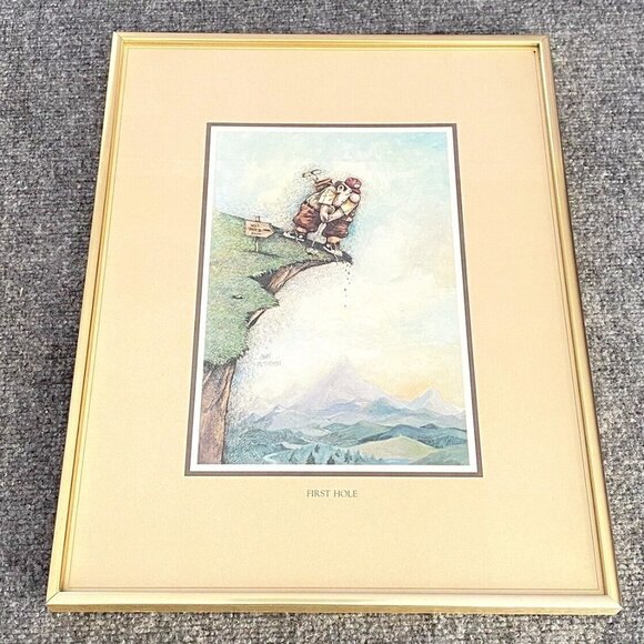 Gary Patterson Framed Golf Print First Hole 18x14 Matted Funny‎ Sports Man Cave - Picture 1 of 8